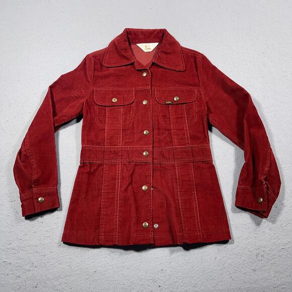 Lee Jackets & Blazers - VTG Ms. Lee Corduroy Jacket Women SMALL 7/8 Red Snap Button Western Made in USA